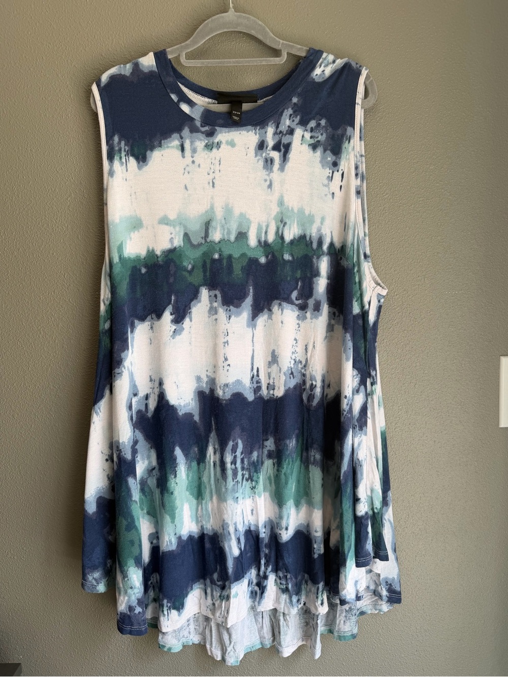 Lane Bryant Blue & Green Tie-Dye Swing Tank